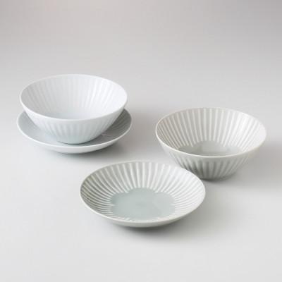 ふるさと納税 長崎県 【波佐見焼】径15.5cmのプレートと径14.5cmのボウル、各2色4点セット　1　19869 | 