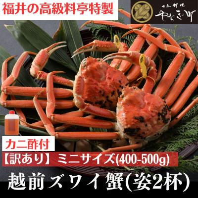 ふるさと納税 福井市 [1〜3月発送][2杯セット]蟹料理店の訳あり茹で越前がにズワイガニ ミニ400〜500g足折
