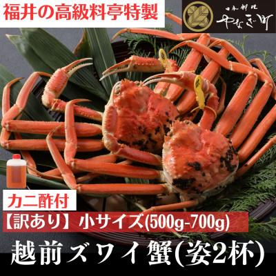 ふるさと納税 福井市 [1〜3月発送][2杯セット]蟹料理店の訳あり茹で越前がにズワイガニ 小500〜700g足折