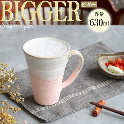 ふるさと納税 甲賀市 [満水630ml]信楽焼 ビアジョッキ ソリ型マグカップ (潮騒ピンク)
