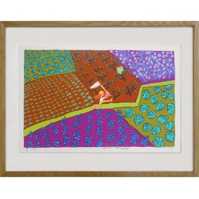 ふるさと納税 松田町 田島征三のシルクスクリーン版画「蝶を追う少女」