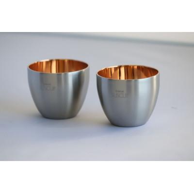 ふるさと納税 燕市 18-8ステンレス二重構造酒器 さくら ぐい呑みペア 内面ピンクゴールドメッキ