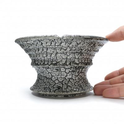 狂鉢 Babel Bronze 陶器鉢 バベル ブロンズ ③ ふるさと納税 かすみがうら市 狂鉢 Babel -Black crack-(135-160mm