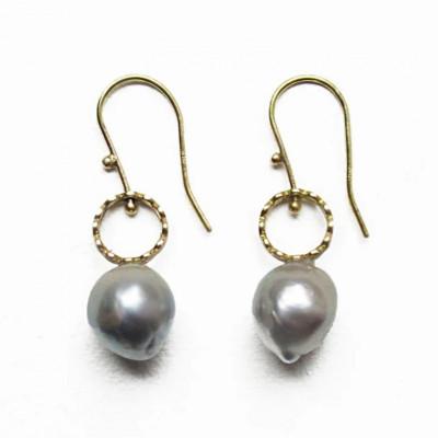 ふるさと納税 座間味村 kerama pearl × marumaru hook earring / K18 (両耳)