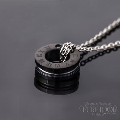 ふるさと納税 東大阪市 管理医療機器 純チタン永久磁気ネックレス PURE LOOP OZ リングブラック 45cm