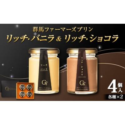 ふるさと納税 下仁田町 群馬ファーマーズ プリン 贅沢リッチ・バニラ&amp;リッチ・ショコラ 各2個入り F21K-500