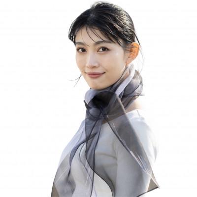 ふるさと納税 岐阜市 透きとおる絹に重なり合う色彩と光。 [シルクスカーフ] 美濃友禅 —天守—