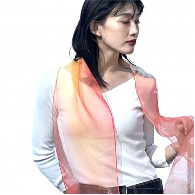 ふるさと納税 岐阜市 透きとおる絹に重なり合う色彩と光。 [シルクスカーフ] 美濃友禅 —暁光—