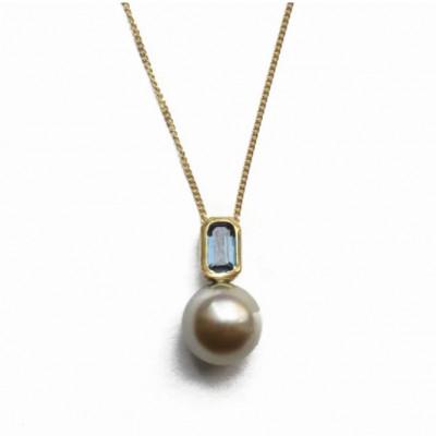 ふるさと納税 座間味村 kerama pearl × blue sapphire necklace / K18 (50cm)
