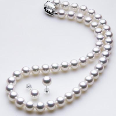 ふるさと納税 長崎市 9.0-9.5mm フォーマル アコヤ真珠ネックレスとピアスセット