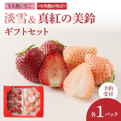 ふるさと納税 玄海町 ★予約受付★もも色いちご(淡雪)&amp;黒色いちご(真紅の美鈴)セット[C029]