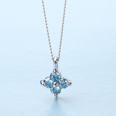 ふるさと納税 大津市 [プラチナ900 ラボブルーダイヤモンドネックレス]0.132ct 静かに神秘的に咲く花 ペンダント