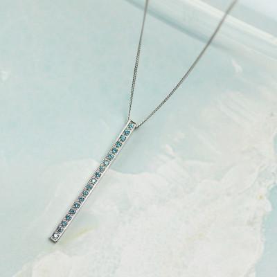 ふるさと納税 大津市 [プラチナ900 ラボブルーダイヤネックレス 0.095ct]70cm ロングバーペンダント Pt