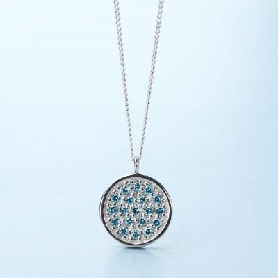 ふるさと納税 大津市 [プラチナ900 ラボブルーダイヤネックレス 0.095ct]50cm パヴェペンダント Pt