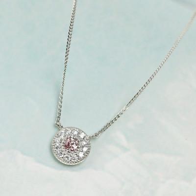 ふるさと納税 大津市 [プラチナ900 ラボピンクダイヤネックレス 0.095ct]40cm メレデザインペンダント Pt