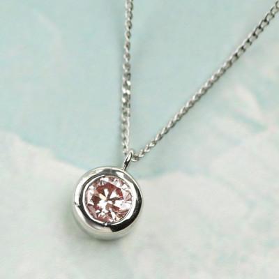 ふるさと納税 大津市 プラチナ900[0.2ct ラボピンクダイヤモンドネックレス]ふくりん留め 優しい輝き ペンダント