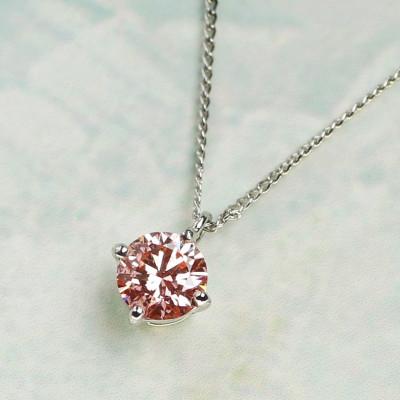 ふるさと納税 大津市 プラチナ900[0.2ct ラボピンクダイヤモンドネックレス]クラウン王冠 優しい輝き ペンダント