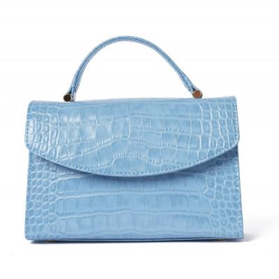 ふるさと納税 御代田町 [濱野皮革工藝 HAMANO バッグ]プティ・フォルム クロコDUE(スカイブルー×ゴールド)