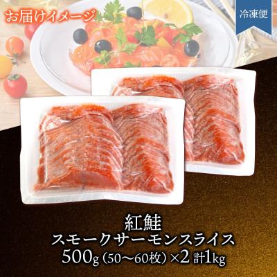 ふるさと納税 ひたちなか市 紅鮭スモークサーモンスライス 500g×2パック お取り寄せグルメ カルパッチョ おつまみ_3