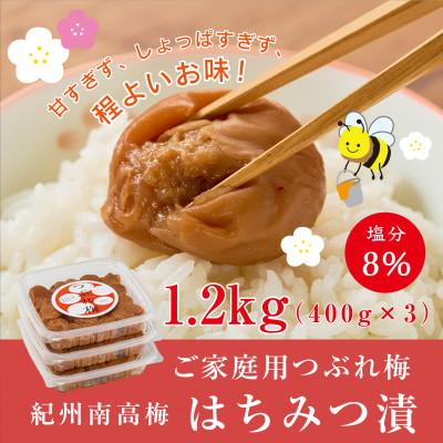 ふるさと納税 かつらぎ町 [ご家庭用]紀州南高梅つぶれ梅 はちみつ漬 400g×3パック 塩分8%