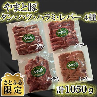 ふるさと納税 岩手町 やまと豚 タン・ハツ・ハラミ・レバー 4種 計1050g