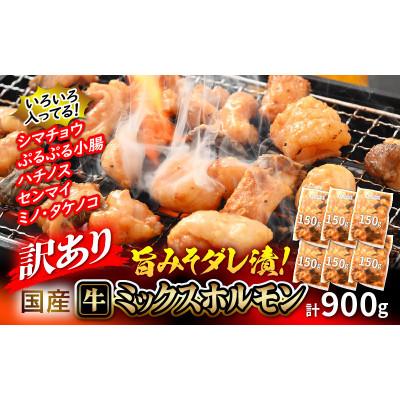 ふるさと納税 越前町 [訳あり]国産牛 ミックスホルモン 計900g(150g×6袋)旨みそダレ漬!