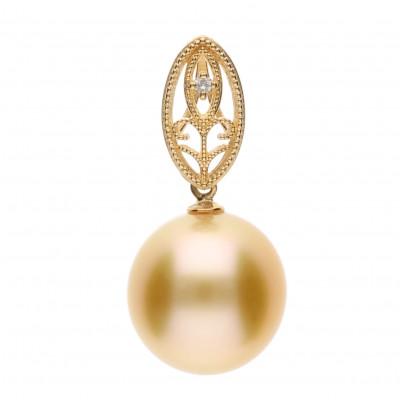 ふるさと納税 神戸市 [澪標]ゴールデンパール ダイヤモンド K18 イエローゴールド ペンダントトップ