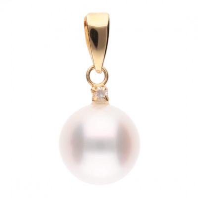 ふるさと納税 神戸市 [薄月]無調色 アコヤパール ダイヤモンド K18 イエローゴールド ペンダントトップ