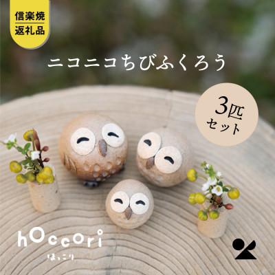 ふるさと納税 甲賀市 信楽焼・明山の にこにこちびふくろうLMS 3匹セット hc-021112