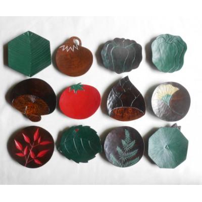 ふるさと納税 伊達市 [漆器]葉の柄の豆皿 6枚と野菜の柄の豆皿 6枚 計12枚セット(各直径 約8〜11cm)