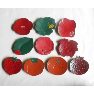 ふるさと納税 伊達市 [漆器]花柄の豆皿 5枚と果物の柄の豆皿 5枚 計10枚セット(各直径 約8〜11cm)