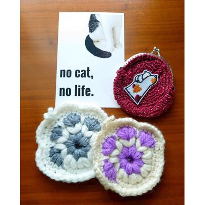 ふるさと納税 茨木市 [保護猫ルームえびす]手作り小物セット(がま口・アクリルたわし)ポストカード付