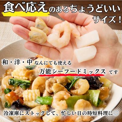 ふるさと納税 飯塚市 ビッ具!シーフードミックス(えび・あさり・いか)1kg　具が大きい便利なバラ凍結(飯塚市) |  | 01