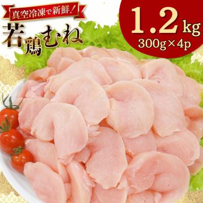 ふるさと納税 日向市 宮崎県産 若鶏 皮なし むね切身 300g 4p 計 1.2kg セット(日向市)