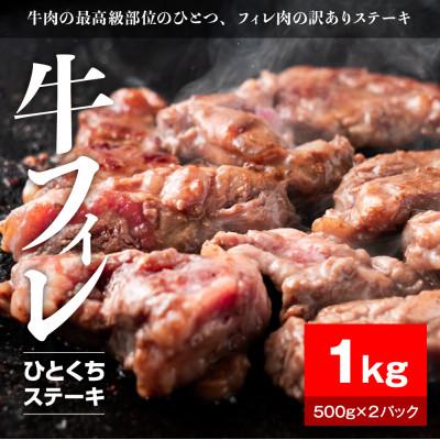 ふるさと納税 静岡市 牛ヒレタレ漬けひとくちステーキ1kg(500g×2パック)