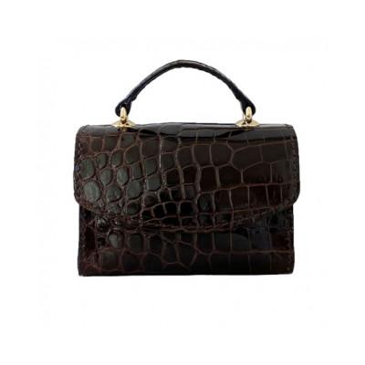 ふるさと納税 御代田町 [濱野皮革工藝 HAMANO バッグ]セラフィーナクロコショルダーバッグ(アッシュブラウン)