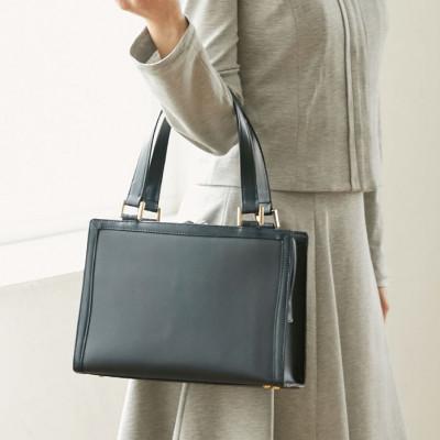 ふるさと納税 御代田町 [濱野皮革工藝 HAMANO バッグ]マダム ロシアス(ネイビー×シルバー)