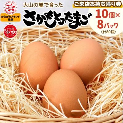 ふるさと納税 伊勢原市 「ご来店お持ち帰り用券」合計80個分 大山の麓で育ったさかもとのたまご (10個×8パック)