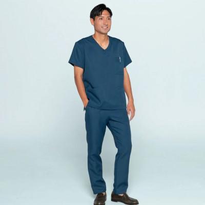 ふるさと納税 岐阜市 制電糸入り医療用国産スクラブ ブルーネイビーLLサイズ上下セット