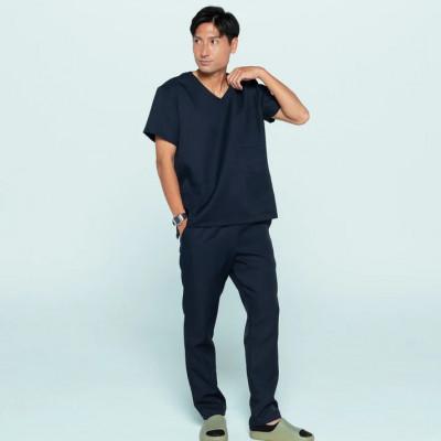 ふるさと納税 岐阜市 制電糸入り医療用国産スクラブ ディープネイビーLLサイズ上下セット