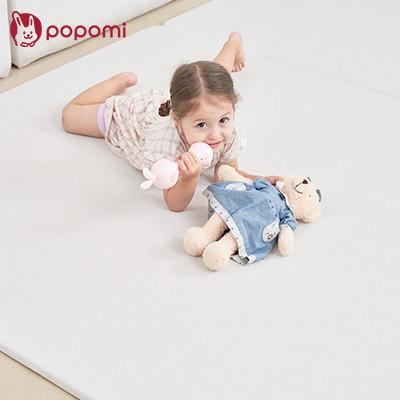 ふるさと納税 川口市 popomi 抗菌もちもちプレイマット モダングレー&amp;リネンベージュ 140×200×1.6cm