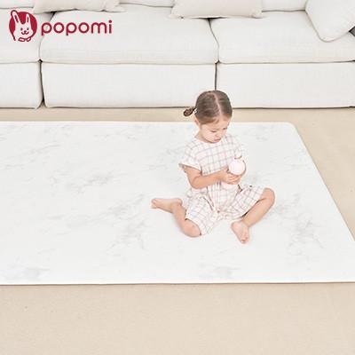ふるさと納税 川口市 popomi 抗菌もちもちプレイマット モダンべージュ&amp;マーブル 140×200×1.6cm