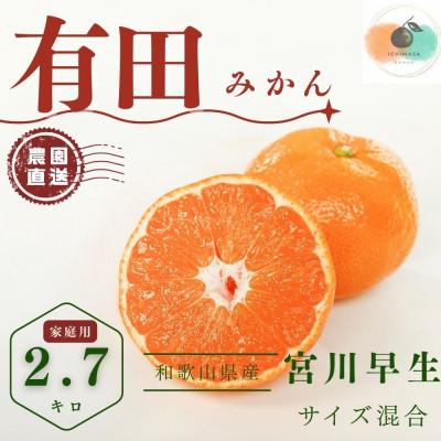 ふるさと納税 有田川町 [先行予約]早生 温州みかん 家庭用 有田みかん 箱込み3キロ(2.7キロ)[有田川町] サイズ混合