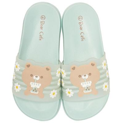 ふるさと納税 奈良市 キッズシャワーサンダル19cm[Bear Cafeグリーン] 4-082 SDSH19 672033