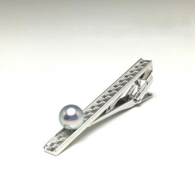 ふるさと納税 志摩市 老舗の真珠専門店・高品質 アコヤ真珠 タイピン 8.0〜8.5ミリ / シルバー ブルー系