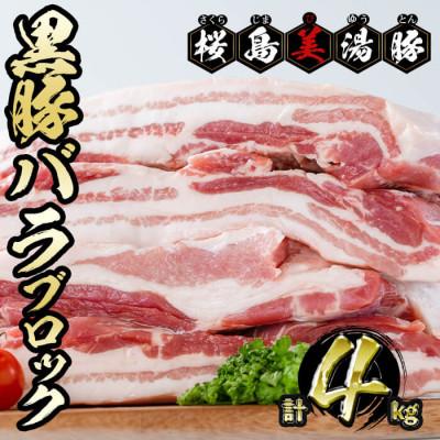 ふるさと納税 垂水市 鹿児島県産 黒豚 桜島美湯豚 バラブロック 計4kg (4分割) [大隅ミート産業