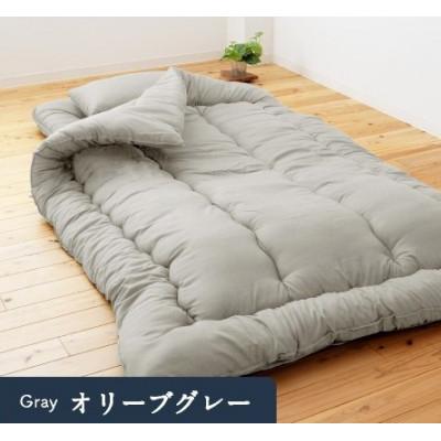 ふるさと納税 柳川市 羊毛混 布団セット シングルロング (オリーブグレー色) フランス産プレミアムウール使用