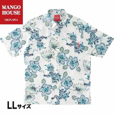 ふるさと納税 うるま市 [かりゆしウェア]メンズ LLサイズ アイボリー スプラッシュシーサー(ボタンダウン)252078