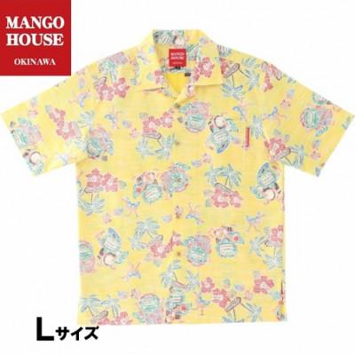 ふるさと納税 うるま市 [マンゴハウスのかりゆしウェア]メンズ Lサイズ イエロー あっちゃめシーサー 251162