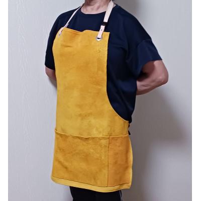 ふるさと納税 豊能町 BBQ用牛革ベロア(スエード)エプロン・キャメル